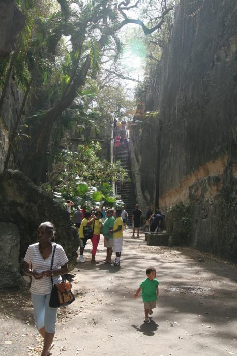 Click to enlarge image Looking down the Queen`s Staircase from the top - The Queen`s Staircase - Escape Route from Fort Fincastle that still exists.