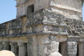 Faces carved in sides of the Temple of Frescoes Faces carved in sides of the Temple of Frescoes - Tulum Maya Ruins Site - Long time dream lives up to all expectations and so much more!