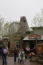 The Wagon Train climbs to the top of 162 foot peak. The Wagon Train climbs to the top of 162 foot peak. - Silver Dollar City - Outlaw Run - A New Roller Coaster that is as Exciting as it Seems!
