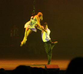 Click to enlarge image Brenda Aerial Dance Company performing Aerial Tango - "Amamos Argentina" with Los Pampas Gouchos - "We Love Argentina" show at Silver Dollar City with the Brenda Aerial Dance Company