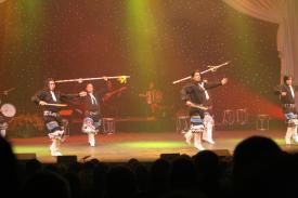 Click to enlarge image Dancing with weapons. - "Amamos Argentina" with Los Pampas Gouchos - "We Love Argentina" show at Silver Dollar City with the Brenda Aerial Dance Company