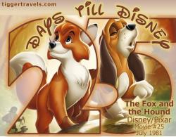 Days till Disney: 25 days The Fox and the Hound Movie # 25 - July 1981 Days till Disney: 25 days The Fox and the Hound Movie # 25 - July 1981 - Disney and Pixar themed Vacation Countdown numbers - 0 to 24 #TTDAVCDN - Use them to count down to your Disney Vacation!