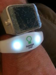 Click to enlarge image Every guest received a light-up arm band (not the broken watch) - #greenlightavet at Gary Sinise and the Lt. Dan Band - #greenlightavet at The Walmart AMP in Rogers, Arkansas