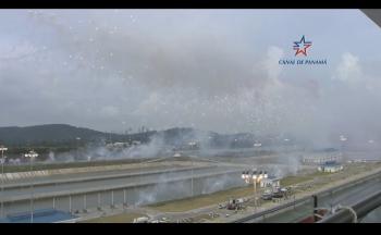 Click to enlarge image Fireworks at the celebration of the opening of the new, expanded locks of the Panama Canal! — at Panama Canal. - Panama Canal Expansion Inauguration - June 26, 2016