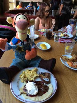 Click to enlarge image Scrambled eggs (one of two options) French toast and Warm Crespelle with berry sauce, nutella and REAL whipped cream!! - Buddy V's Ristorante - at the The Venetian Las Vegas