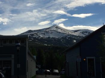 Click to enlarge image View of the Mountain overlooking the area. June 12, 2016 and still snow! - Flipside Burger, Breckenridge, Colorado - Locally Sourced Locally Owned, Locally Brewed!