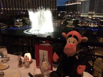 Click to enlarge image Bellagio fountains show - Eiffel Tower Restaurant Experience at the Paris Resort - Las Vegas, Nevada