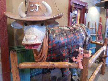 Click to enlarge image Tigger making friends with Calamity Jane - There's no place in Texas like Fort Worth's Stockyards Station - Tigger takes some Brittish friends for a REAL Texas experience!