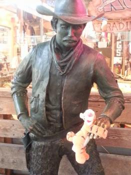 Click to enlarge image Tigger being saved! - There's no place in Texas like Fort Worth's Stockyards Station - Tigger takes some Brittish friends for a REAL Texas experience!