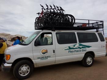 Click to enlarge image Challenge Unlimited hosts a number of ways to get up and down the mountain. - Exploring the Top of Pikes Peak Mountain - Near Colorado Springs, Colorado, over 14,000 feet and a view that is hard to beat!