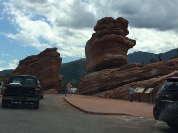 Click to enlarge image  - Garden of the Gods in Colorado Springs - Tigger basques in the beauty of this appropriately named place!