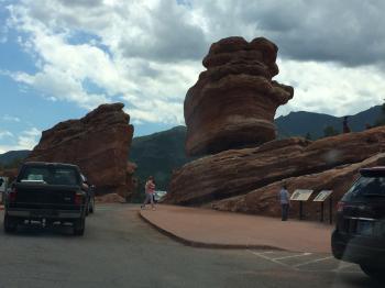 Click to enlarge image - Garden of the Gods in Colorado Springs - Tigger basques in the beauty of this appropriately named place!