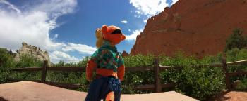 Click to enlarge image  - Garden of the Gods in Colorado Springs - Tigger basques in the beauty of this appropriately named place!