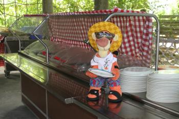 Click to enlarge image Tigger lines up for lunch at Cookies! - Castaway Cay is a private PARADISE managed by Disney Cruise Line! - The only way Tigger or any other guests of Disney Cruise Line can get to Castaway Cay is on a Cruise.