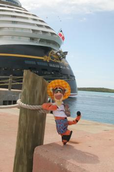 Click to enlarge image One last look at Dumbo on the back of the DCL Fantasy! - Castaway Cay is a private PARADISE managed by Disney Cruise Line! - The only way Tigger or any other guests of Disney Cruise Line can get to Castaway Cay is on a Cruise.