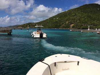 Click to enlarge image From Tigger's boat here we see Captain Taiwo's other boat that is almost slightly larger than the 19 foot Trophy. That is the 23 foot Contender. - TRC Boating in the British Virgin Islands - Part 1 of 5 - BVI Customized Excursion for a small group on a Private Boat