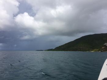 Click to enlarge image For weather lovers, this was a great day to be out, but it is rare! - TRC Boating in the British Virgin Islands - Part 5 of 5 - Even in stormy waters, Captain Taiwo demostrated his many resources to deliver us through safely!