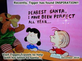Click to enlarge image Here is the inspiration for this Photo Album. Tigger was watching one of his FAVORITE Christmas Specials, Charlie Brown's Christmas Tales. Lucy dictates a letter as Linus writes, "Dearest Santa, I have been perfect all year..." The shock on Linus' face says it all! - Dear Santa-I can Explain... Tigger writes his letter to Santa #TiggersLetterToSanta2016 - Tigger needs your help writing his 2016 Christmas letter to Santa! Two Dumb Dames Edition