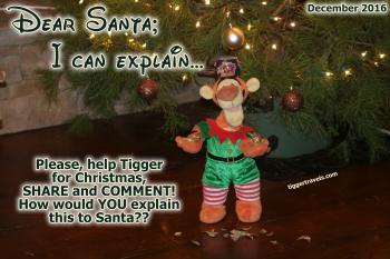 Click to enlarge image Uh-oh!!! Tigger? Did you break a glass irreplaceable collectable 2009 Disney Cruise Line christmas tree ornament?? - 12 of #25daysofChristmas! - Dear Santa-I can Explain... Tigger writes his letter to Santa #TiggersLetterToSanta2016 - Tigger needs your help writing his 2016 Christmas letter to Santa!