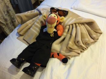 Click to enlarge image This crab is not crabby at all!!! Tigger kicks back with his newest friend! - Disney Cruise Line Towel Animals - Towel Critters are a nightly treat on all Disney Cruise Vacations