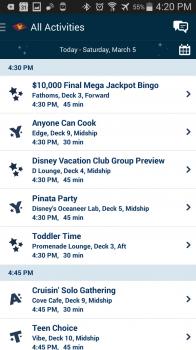 Click to enlarge image Schedule of EVERYthing on board. - Disney Cruise Line Navigator App #disneycruiselinenavigatorapp - A VERY Important tool for everyone on a Disney ship or planning on getting on one!