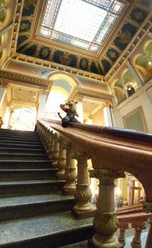 Click to enlarge image Tigger's ONLY, no humans allowed to slide down the rail!!! - Iowa State Capitol building and the Largest Gold Dome of ALL US State Capitols - Everyone should visit this beautiful five-domed building worthy of housing the Governor of Iowa in Des Moines