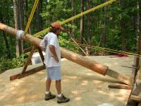 Click to enlarge image  - Putting up the Tree in Arkansas - Block and tackle marvel!