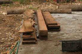 Log mill work on the Bailey Bear Ridge building project