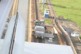 One of 8 mules holding the Disney Wonder in place. One of 8 mules holding the Disney Wonder in place. - The Gatun Locks and the Panama Canal Crossing! Part 2 - Panama Cruise January 2011 - Last Trans-canal trip planned for the Disney Wonder at this time.