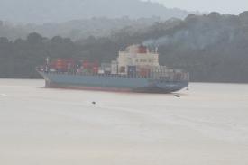 The cargo ship that went ahead of us. The cargo ship that went ahead of us. - The Gaillard (Culebra) Cut, Panama Canal! Part 4 - Panama Cruise January 2011 - Last Trans-canal trip planned for the Disney Wonder at this time.