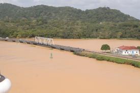 The Chagres River feeding the Panama Canal goes under the old railroad bridge. The Chagres River feeding the Panama Canal goes under the old railroad bridge. - The Gaillard (Culebra) Cut, Panama Canal! Part 4 - Panama Cruise January 2011 - Last Trans-canal trip planned for the Disney Wonder at this time.