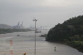 First sight of the end of the canal First sight of the end of the canal - Miraflores and Pedro Miguel Locks, Panama Canal! Part 5 - Panama Cruise January 2011 - Last Trans-canal trip planned for the Disney Wonder at this time.