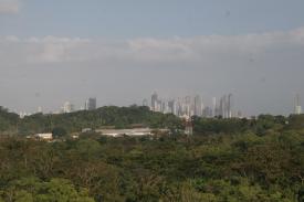 Panama City rises up from behind the mountains during your approach Panama City rises up from behind the mountains during your approach - Miraflores and Pedro Miguel Locks, Panama Canal! Part 5 - Panama Cruise January 2011 - Last Trans-canal trip planned for the Disney Wonder at this time.