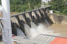 Water flowing out of the dam Water flowing out of the dam - Miraflores and Pedro Miguel Locks, Panama Canal! Part 5 - Panama Cruise January 2011 - Last Trans-canal trip planned for the Disney Wonder at this time.