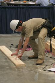 Click to enlarge image Early in the day, getting ready to make the first cuts. - Val at the Skills USA competition - Arkansas competition