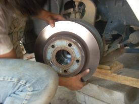 Now the brake disk fits. Now the brake disk fits. - Changing the front wheel bearing on a 2007 Dodge Durango - A Humorous look at the underbelly of a two wheel drive