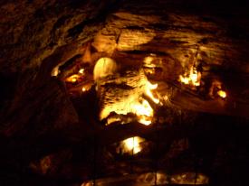 Click to enlarge image Looking down about half way through the cathedral room at the formation at the bottom - Marvel Cave lives up to its name, NO Disappointment! - Silver Dollar City in Branson, Missouri and where it all began!