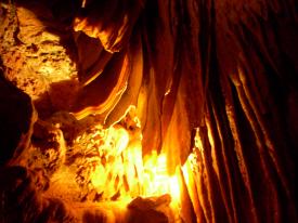 Click to enlarge image Looking down about half way through the cathedral room at the formation at the bottom - Marvel Cave lives up to its name, NO Disappointment! - Silver Dollar City in Branson, Missouri and where it all began!