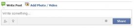 Figure 5. The small GEAR icon next to the post button or in this case the Share button controls who can see what you post. Figure 5. The small GEAR icon next to the post button or in this case the Share button controls who can see what you post. - Security on Facebook - Friends Lists and How to Use Them - How To Set Your Security Settings So Selected Friends Cannot See All Your Posts.